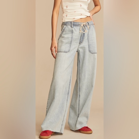 Lucky Brand Denim - NWT Lucky Brand Wide Leg Drawstring Jeans | Size Small | Raw Hem